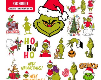 Grinch Christmas Svg Bundle, Merry Grinchmas Svg, Grinch Face Svg, Cindy Lou Who Svg, Christmas Light Svg, Santa Svg, 20 Grinch Tshirt Svg
