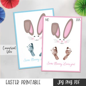 Some Bunny Loves You Ostern Printable, Ressourcen für Lehrer und Eltern, Kind-Fußabdruck-Andenken, Andenken-Lehrer-Anhänger Wertschätzung Geschenk, Kinds Zeichnung
