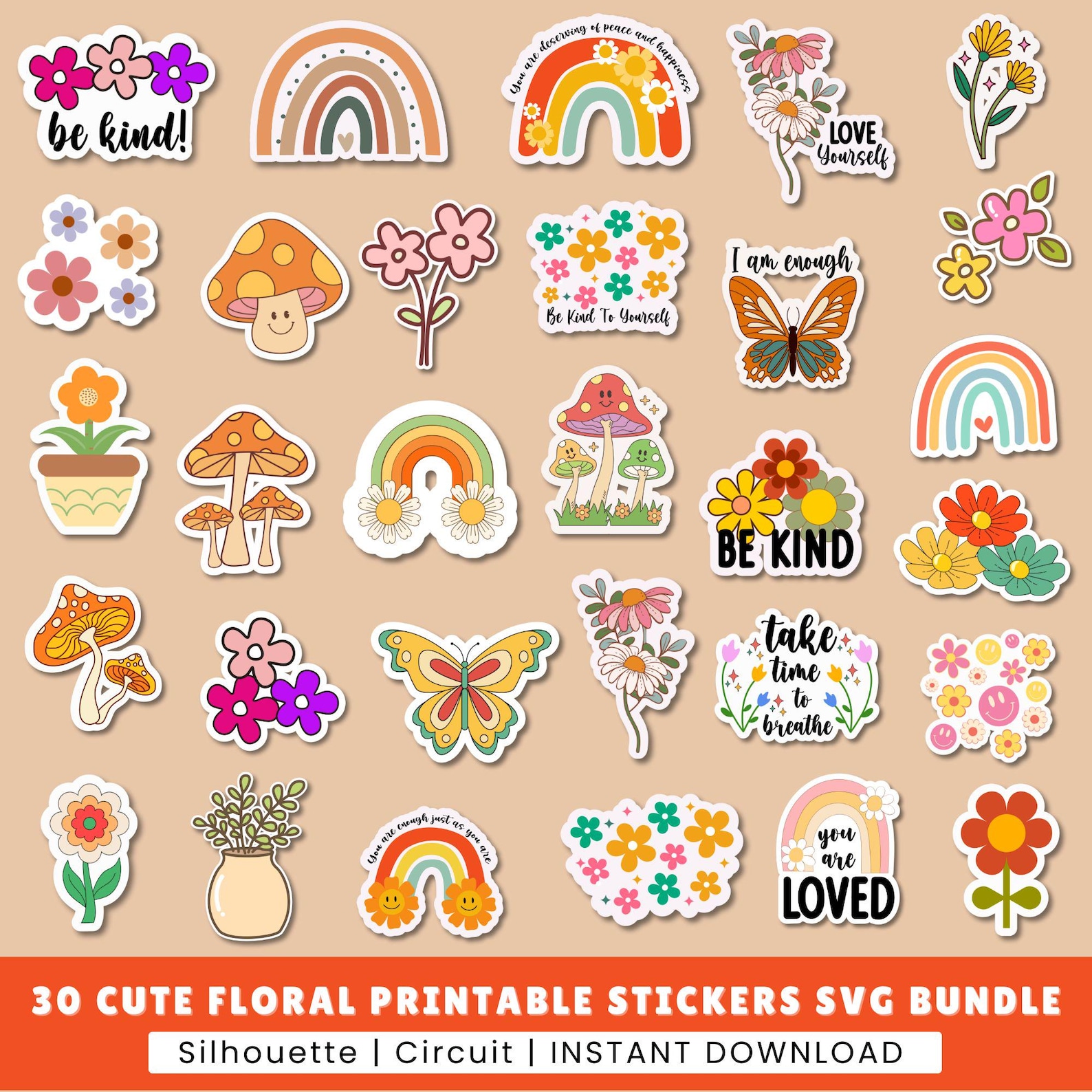 Inspirational Sticker Png, Sticker Design, Cute Floral Printable ...