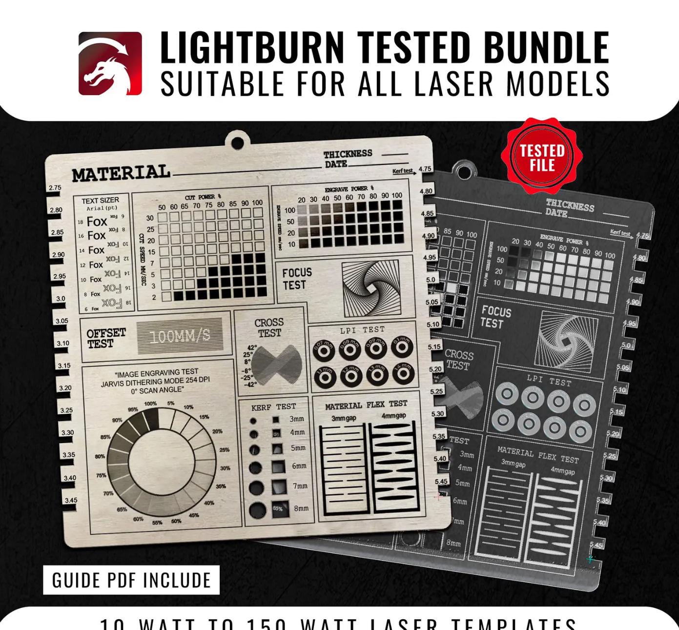 Lightburn Laser Test Files, Laser Calibration Pack, Co2-diode Lasers ...