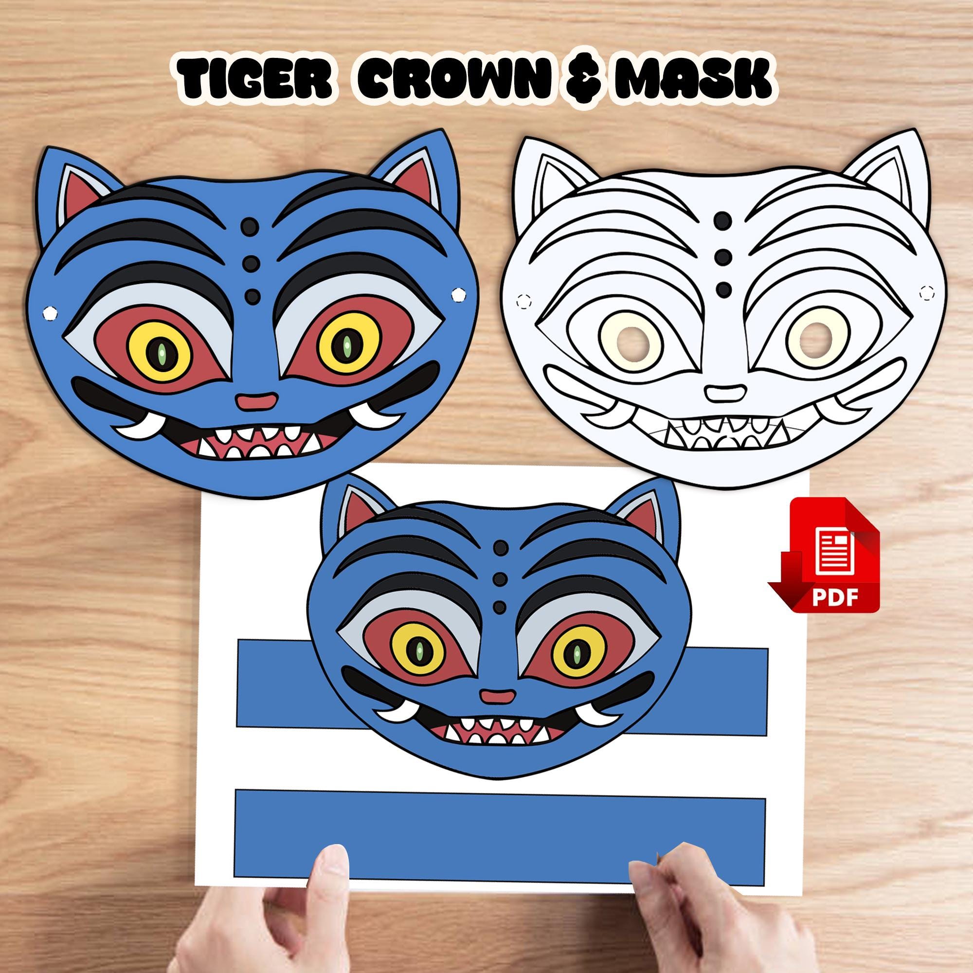 Printable Korean Tiger Crown, Kpop Costume, Kids Coloring Craft, K