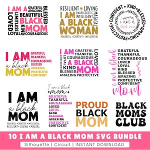 Paquete de 10 SVG "Soy una mamá negra", paquete de SVG "Mamá negra", SVG "Mes de la Historia Negra", paquete de SVG "Madre negra", camisetas del Día de la Madre, cita de "Mamá negra"
