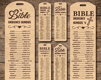 Bible Emergency Numbers Bookmark SVG, Laser Cut Scripture File (Digital Download)