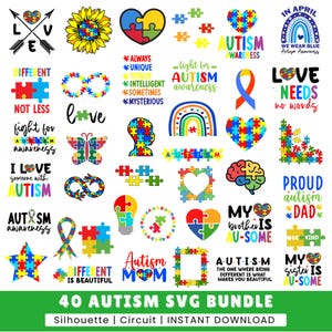 40 Austismus svg Bundle, Autismus svg, Puzzle svg, Puzzleteil svg Austismus Clipart Autismus Mom svg Autismus Para Autismus Clipart svg Autismus Band