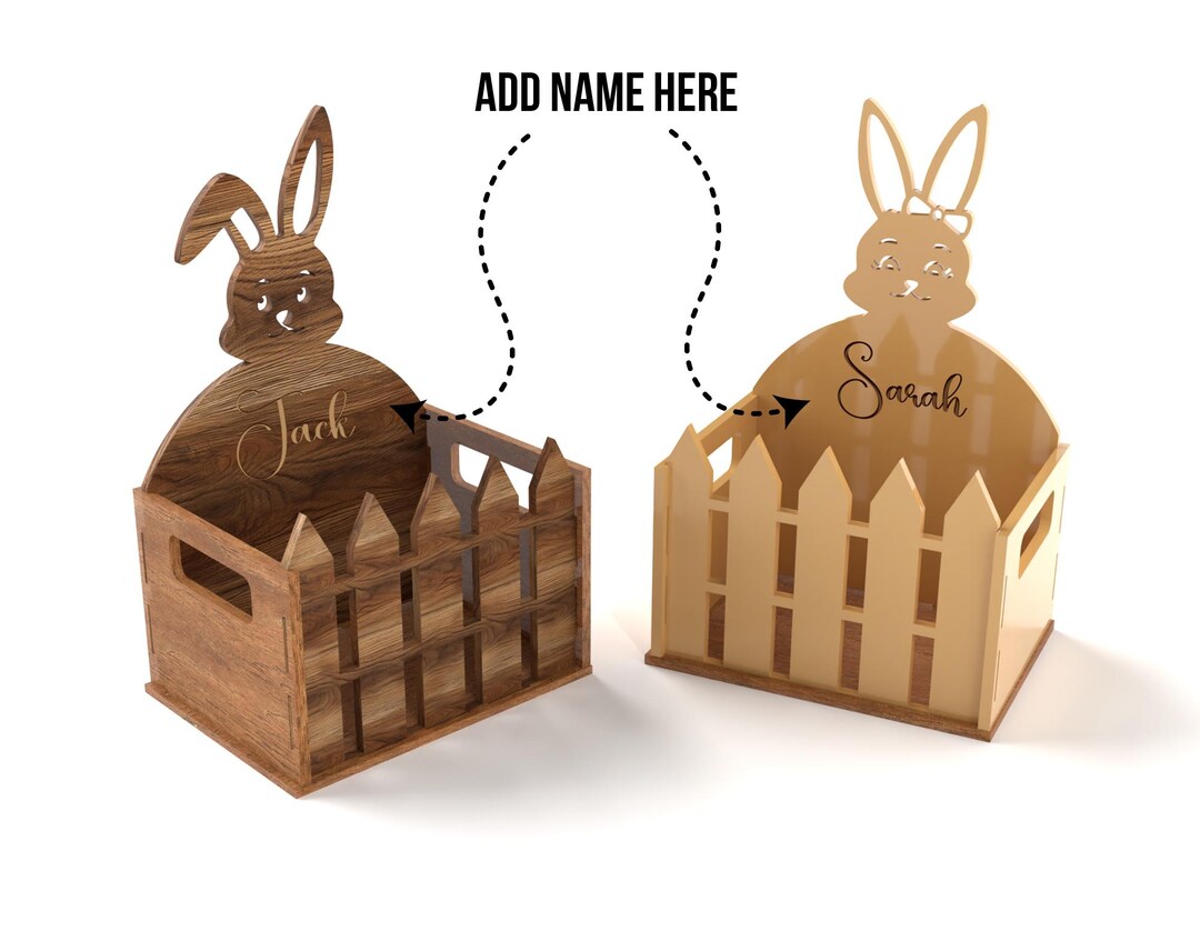Easter Bunny Wooden Crate Laser Cut File Easter Basket Svg Laser File ...