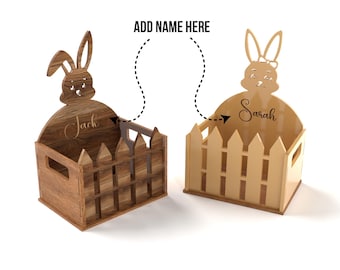 Easter Bunny Wooden Crate: Laser Cut Basket SVG File (Glowforge & CNC)