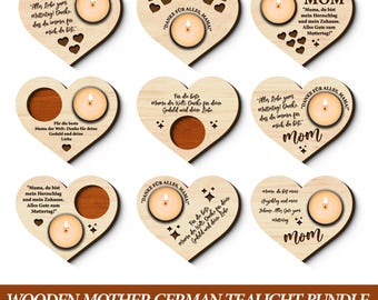 Wooden Mom Mother's Day tealight Holder LaserCut File, Wildflowers Gift Mother's Day ( Digital Download)