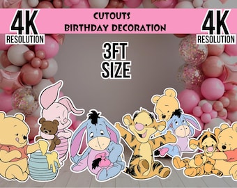 Baby Winnie The Pooh Characters Cutout Bundle, Birthday Prop (Digital Download)