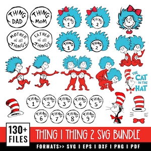 Thing 1 Thing 2 SVG Dpng Bundle, Thing Mom svg, Thing 1 und Thing 2 Katze im Hut svg Dr. Seuss Inspiriert SVG Thing Clipart Thing 1 Mom print