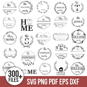 Familienname Monogramm SVG Bundle, Split Familie Monagramm SVG, Monogramm SVG, Familienname svg Cricut, Familienzeichen, Hochzeitsmonogramm svg Cricut