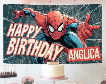 Spiderman Birthday Banner: Superhero Party Backdrop (Digital Download