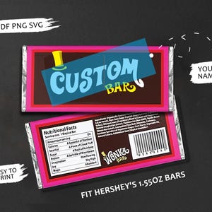 Personalisierte Wonka Bar ''Your Text '' Wonka Bar Etikett, Willy Wonka Party Dekoration, Geburtstag Dekoration, bestes Kinder Geschenk, DIY Wrapper