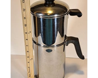 Vintage Revere Ware Copper Clad Stainless Steel Drip Coffee Maker 12.5 Inch Pot