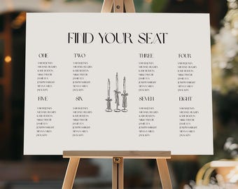 Minimalist Wedding Seating Chart Template: Elegant Hand-Drawn Design (Digital Download) WB3