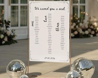 Modern Wedding Seating Chart Template: Long Table Banquet Plan (Digital Download WB1)
