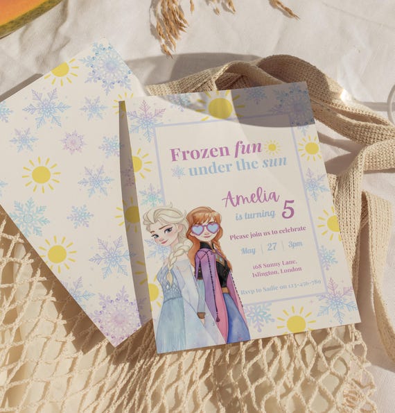 Frozen Birthday Summer Invitation, Princess Elsa Anna, Fun under the sun, Evite, Digital Template