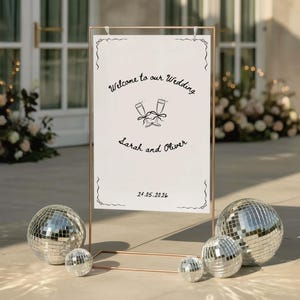 Handwritten Wedding Welcome Sign Template: Whimsical Hand Drawn Design (Digital Download, Canva Edit) WB1