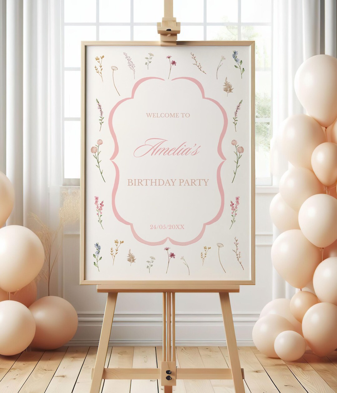 Wildflower Birthday Welcome Sign Template: Editable Spring Party ...