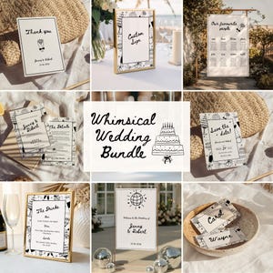 Whimsical Wedding Stationery Bundle: Hand-Drawn Signs (Digital Download, Canva Template) WB2