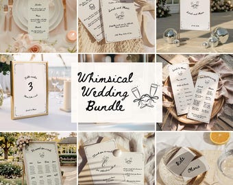 Whimsical Wedding Stationery Bundle: Hand-Drawn Canva Template (Digital Download WB1)