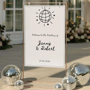 Handwritten Wedding Welcome Sign Template: Whimsical Hand Drawn Design (Canva Digital Download WB2)