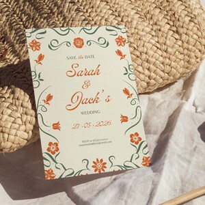 Save the Date Einladung, Hochzeit, Modern, Flower, Einzigartig, Handgeschriebenes Save the date, Hochzeitseinladung, Canva, Template, Flower