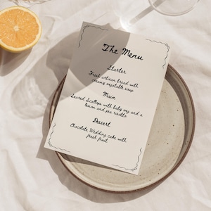 Whimsical Wedding Menu Cards Template, Hand Drawn Wedding Menu, Handwritten Wedding Dinner Menu Template, Wedding Menu, Template, Wb1
