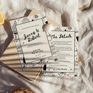 Whimsical Hand-Drawn Wedding Invitation Template: Editable Canva Design (Digital Download)