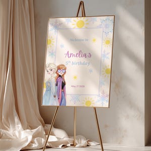 Frozen Willkommensschild, Prinzessin Elsa Anna, Spaß unter der Sonne, Geburtstagsparty Poster Vorlage Bild 3