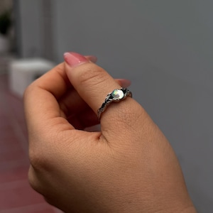 Floral Rainbow Moonstone Ring, Celestial Moonstone Ring, Boho Floral Ring, Boho Ring Stack, Moonstone Ring, Boho Ring Stack