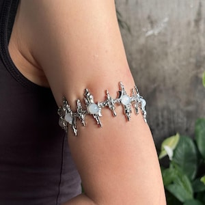 Opal Spike Arm Cuff Bracelet, Spike Arm Cuff, Witchy Arm Cuff, Pearl Arm Cuff, Armband Cuff, Molten Drip Upper-Arm Bangle Adjustable