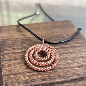 Pure Copper Triple Spiral Pendant, Sacred Geometry Necklace, Handmade Artisan Jewelry, Spiritual Gift