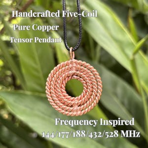 Handcrafted Five-Coil Pure Copper Tensor Pendant, Sacred Geometry Necklace (Frequency Inspired)