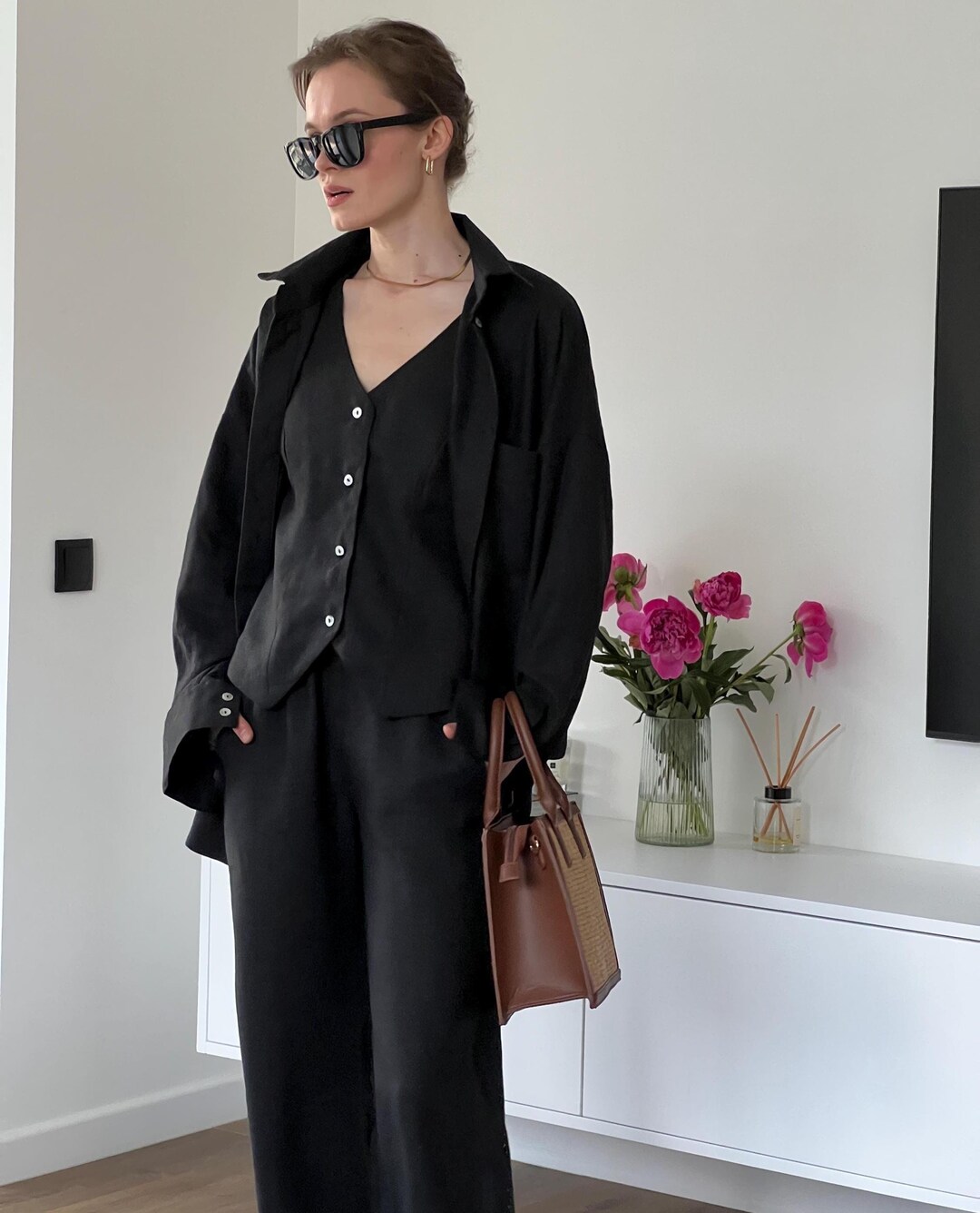 KAI LINEN LOOK SET- BLACK