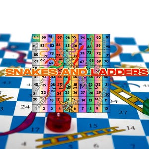 Snakes & Ladders Game, Instant Download Snakes and Ladders Board Game Printable PDF, Family Boardgame