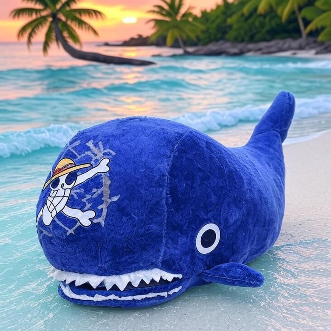 25cm Adorable Laboon Blue Whale Plush With Pirate Skull Design, Soft ...