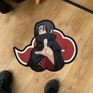 Hand-Tufted Itachi Uchiha Akatsuki Rug - Naruto Anime Decor, Custom Geek Gift, Cozy Room Accent