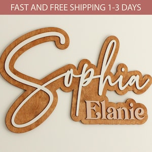 Placa de nome para decoração de berçário de menina ou menino, arte de parede, placa de nome de madeira personalizada para decoração de parede de quarto de bebê ou criança, arte de berçário boho