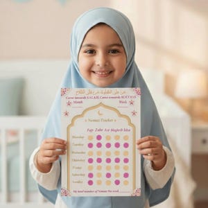 Barnens böneschema direkt nedladdning | Islamisk böneschema Namaz-schema | Muslimska barns veckovisa böneschema | Utskrivbar bönechecklista