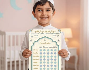 Kids Salah Tracker Instant Download | Islamic Prayer Chart Namaz Tracker | Muslim Kids Weekly Salah Sheet | Printable Prayer Checklist
