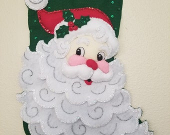 JOLLY Old  ST. NICK, Completed, Personalized Christmas Stocking