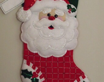 HAPPY SANTA , Completed, Personalized Christmas STOCKING, 18 inch