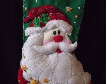 SEQUINNED  SANTA, Personalized 18 inch, Christmas Stocking