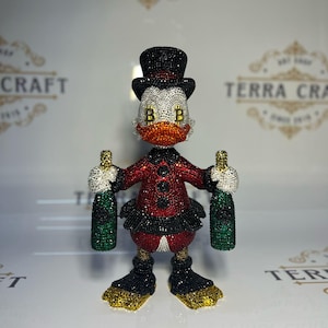 Alec Monopoly Inspired Custom Money Duck Sculpture 1,21 feet  - Pop Art Gold Statue-Cool Home Item: Handcrafted Money Duck Sculpture