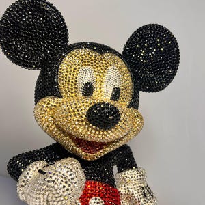 Custom Mickey Mouse Statue Sculpture Pop Art– 34cm Tall – Preciosa Rhinestones – Custom Resin Statue – Sparkling Disney-Inspired Decor