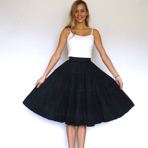 50s Black Micro Pleated Full Circle Skirt xxs