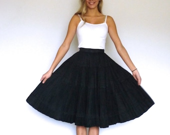 50s Black Micro Pleated Full Circle Skirt xxs