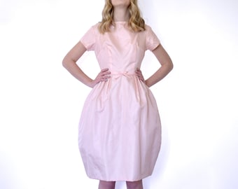 60s Perfectly Prim Structured Baby Pink Cocktail Cupcake Bubble Dress xs s extra small