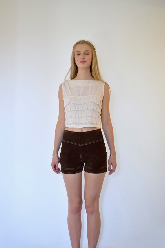 70s Rocker Brown Suede Leather High Waisted Hot Sh