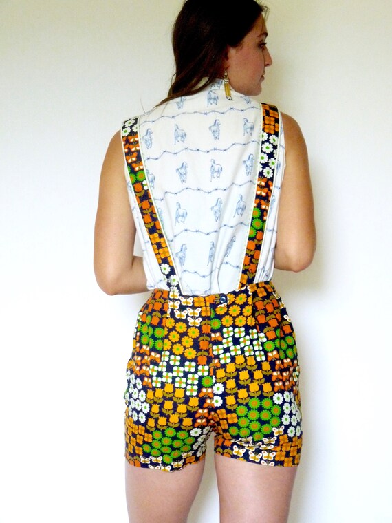 70s Colorful Novelty Print Flower Power Overall S… - image 8